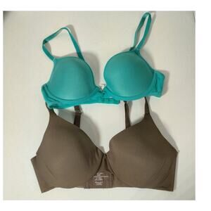 Lot of 2 Size 34C Bras Teal On Gossamer & Brown Ambrielle Padded Underwire